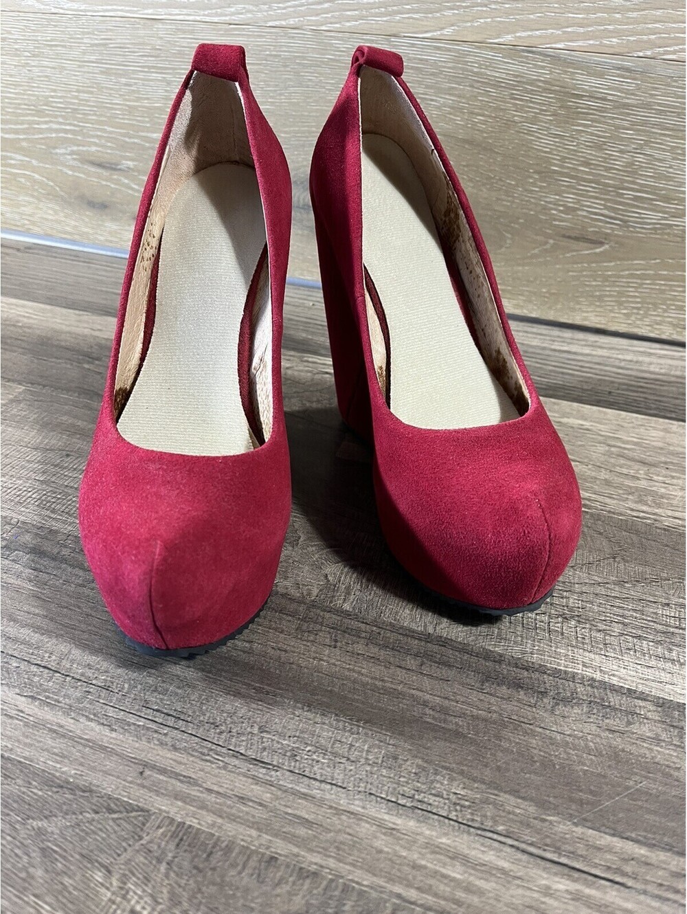 Aldo Calcagni Red Suede Platform Heels Size 5